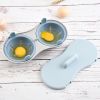 1pc Microwave Egg Poacher; Silicone Double Egg Poaching Cups; Egg Maker Poached; Egg Steamer; Kitchen Gadget - Nordic Orange