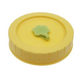 1pc Cute Universal Mason Jar Lids With Straw Hole; 70mm/2.76in Diameter Storage Wide Mouth Leak Proof; Kitchen Supplies - Yellow