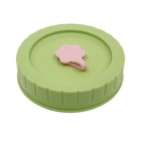 1pc Cute Universal Mason Jar Lids With Straw Hole; 70mm/2.76in Diameter Storage Wide Mouth Leak Proof; Kitchen Supplies - Green