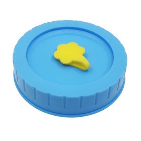 1pc Cute Universal Mason Jar Lids With Straw Hole; 70mm/2.76in Diameter Storage Wide Mouth Leak Proof; Kitchen Supplies - Blue