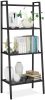 Metal 4 Shelf Bookcase, Multifunctional Ladder-Shaped Plant Flower Stand Rack Bookrack Storage Shelves, Black - Black