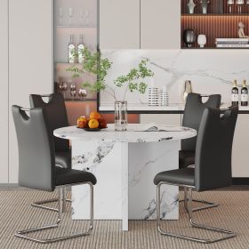 5 piece Round Dining Table Set, 47 Inch Modern Kitchen Table Small Dinner Table MDF Kitchen Dinning Table for Dining Room Kitchen, Living Room - as Pi