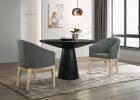 Jasper Ebony Black 3 Piece 47" Round Dining Table Set with Gray Barrel Chairs - as Pic