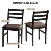 5PCS Stylish Dining Table Set 4 Upholstered Chairs with Ladder Back Design for Dining Room Kitchen Brown Cushion and Black (=OLD SKU:W69177433) - as P