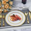 175Pcs Disposable Gold Dinnerware Set Gold Rim Plastic Plates Cups Fork Spoon Knife Paper Napkins for Party Wedding Graduation - DinnerwareSet
