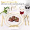 175Pcs Disposable Gold Dinnerware Set Gold Rim Plastic Plates Cups Fork Spoon Knife Paper Napkins for Party Wedding Graduation - DinnerwareSet