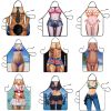 1pc Funny Muscle Man Kitchen Apron Sexy Women Cooking Pinafore Home Cleaning Tool - D