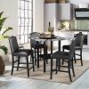 TOPMAX 5 Piece Dining Set with Matching Chairs and Bottom Shelf for Dining Room, Black Chair+Gray Table - as Pic