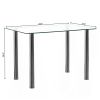 4-seat simple rectangular cylindrical leg table tempered glass stainless steel clear glass 110 * 70 * 75cm N201(Replace encoding13029115) - as picture