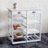 Kitchen & Dining Room Cart 2-Drawer 3-Basket 3-Shelf Storage Rack with Rolling Wheels White(Replacement code: 85659263) - as picture