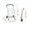 Folding Shopping Cart Grocery Utility Cart with Rolling Swivel Wheels - Silver - 110 lbs