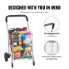 Folding Shopping Cart Grocery Utility Cart with Rolling Swivel Wheels - Silver - 110 lbs