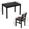 5PCS Stylish Dining Table Set 4 Upholstered Chairs with Ladder Back Design for Dining Room Kitchen Brown Cushion and Black (=OLD SKU:W69177433) - as P