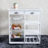Kitchen & Dining Room Cart 2-Drawer 3-Basket 3-Shelf Storage Rack with Rolling Wheels White(Replacement code: 85659263) - as picture