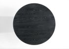 Jasper Ebony Black 3 Piece 47" Round Dining Table Set with Gray Barrel Chairs - as Pic
