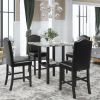 TOPMAX 5 Piece Dining Set with Matching Chairs and Bottom Shelf for Dining Room, Black Chair+Gray Table - as Pic