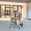 Folding Shopping Cart Grocery Utility Cart with Rolling Swivel Wheels - Silver - 66 lbs