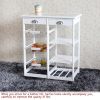 Kitchen & Dining Room Cart 2-Drawer 3-Basket 3-Shelf Storage Rack with Rolling Wheels White(Replacement code: 85659263) - as picture
