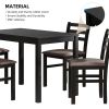 5PCS Stylish Dining Table Set 4 Upholstered Chairs with Ladder Back Design for Dining Room Kitchen Brown Cushion and Black (=OLD SKU:W69177433) - as P