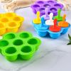 1pc 7 Holes Silicone Popsicle Mold; Ice Pop Molds Maker; Storage Container For Homemade Food; Ice Cream DIY Pop Molds; BPA Free - Yellow Base