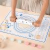 1pc Bear Cartoon Kneading Pad Rolling Pin; Baking Set - Orange & White (2 Sets)