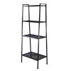 Metal 4 Shelf Bookcase, Multifunctional Ladder-Shaped Plant Flower Stand Rack Bookrack Storage Shelves, Black - Black