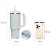 30OZ Straw Coffee Insulation Cup With Handle Portable Car Stainless Steel Water Bottle LargeCapacity Travel BPA Free Thermal Mug - 1PC - 30oz Rose red