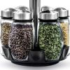 12 Durable Glass Jars in Sleek & Attractive Carousel - Clear