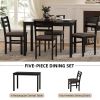 5PCS Stylish Dining Table Set 4 Upholstered Chairs with Ladder Back Design for Dining Room Kitchen Brown Cushion and Black (=OLD SKU:W69177433) - as P