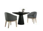Jasper Ebony Black 3 Piece 47" Round Dining Table Set with Gray Barrel Chairs - as Pic