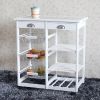 Kitchen & Dining Room Cart 2-Drawer 3-Basket 3-Shelf Storage Rack with Rolling Wheels White(Replacement code: 85659263) - as picture