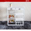Kitchen & Dining Room Cart 2-Drawer 3-Basket 3-Shelf Storage Rack with Rolling Wheels White(Replacement code: 85659263) - as picture
