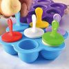 1pc 7 Holes Silicone Popsicle Mold; Ice Pop Molds Maker; Storage Container For Homemade Food; Ice Cream DIY Pop Molds; BPA Free - Yellow Base